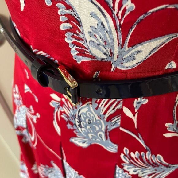 Tommy Hilfiger Belted A-line Dress Scarlett Red and Blue size 6 - Picture 5 of 13